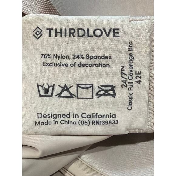 Thirdlove Bra Womens 42E Beige Classic Full Coverage Underwire Adj. Straps Nude - Picture 3 of 4